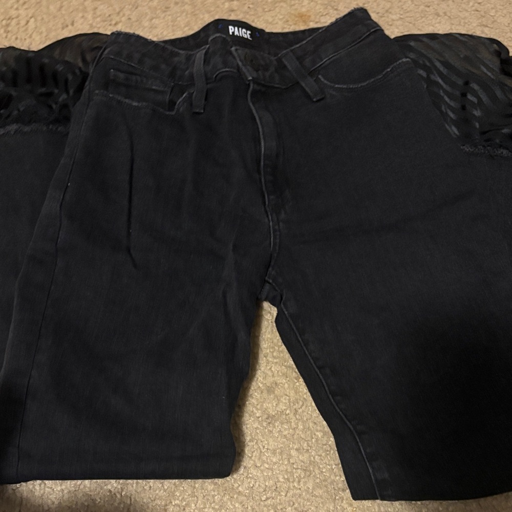 PAIGE Charcoal Jeans with Ruffle Details